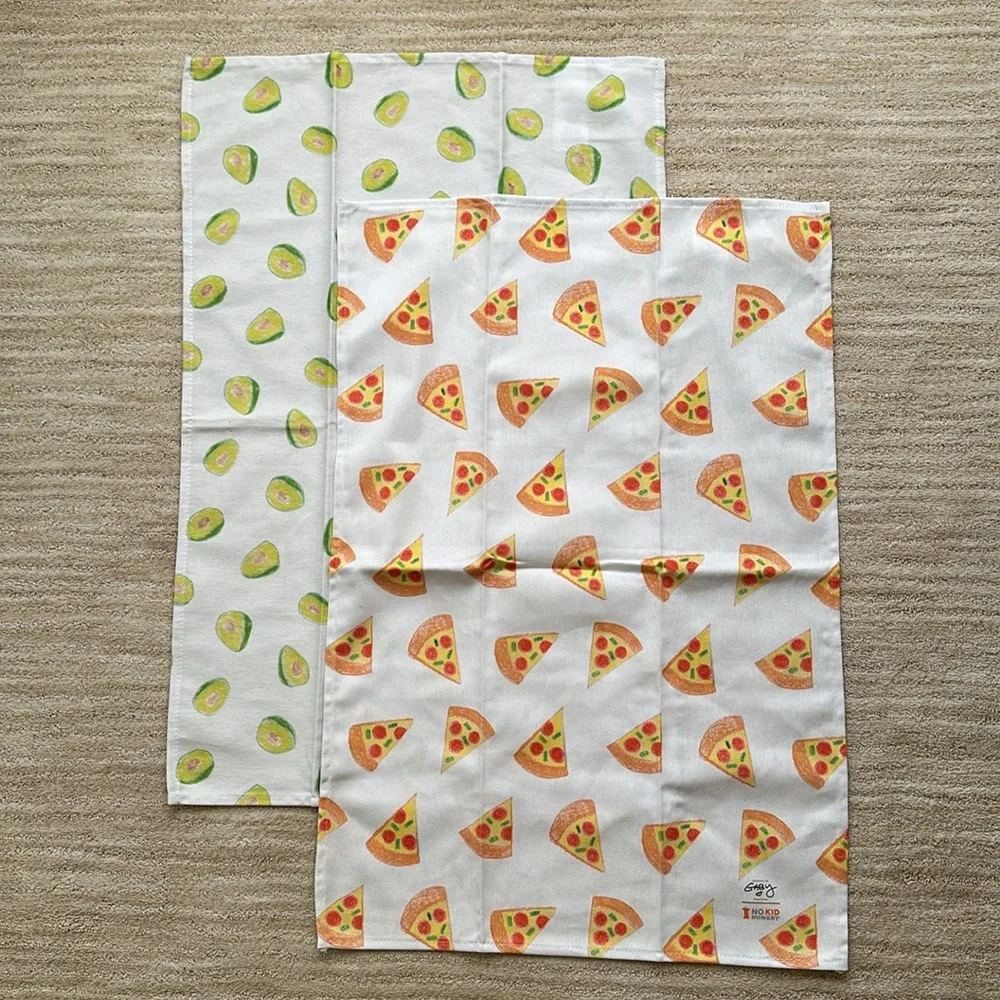 NWOT Set of 2 William Sonoma Gaby Dalkin No Kid Hungry Kitchen Towels Pizza Avoc